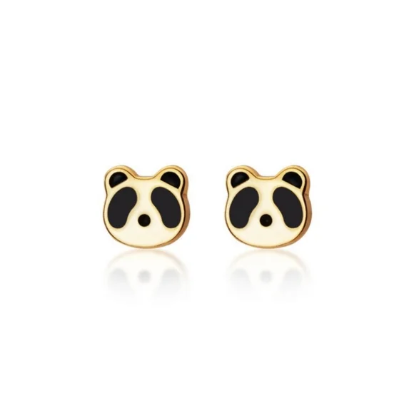 NWT 925 Sterling Silver & Black Panda Bear Head Studs Earrings - Dainty - Picture 4 of 4